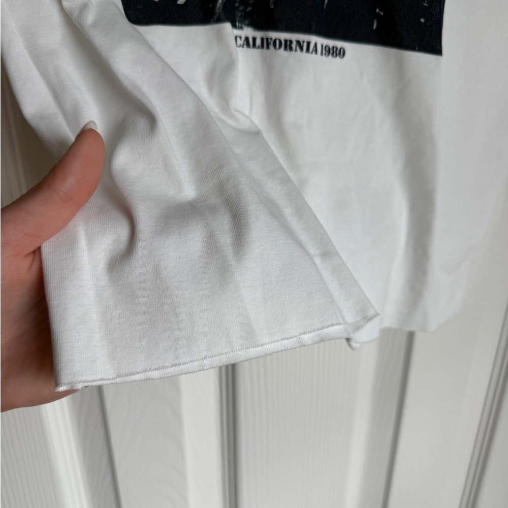 EDIKTED Baby Tee The Makers White / Navy Blue Black Mini Short Sleeve Shirt M - Picture 5 of 5
